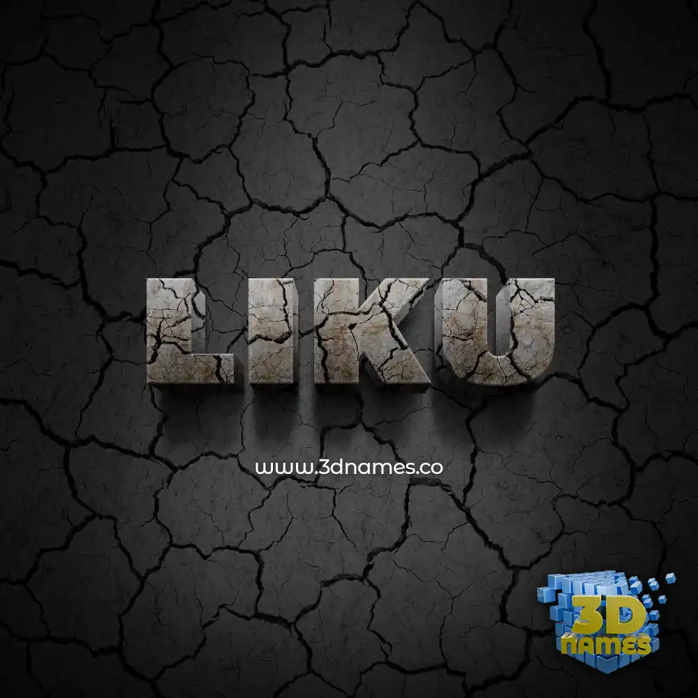 liku in Cracked Stone style - 3D name wallpaper