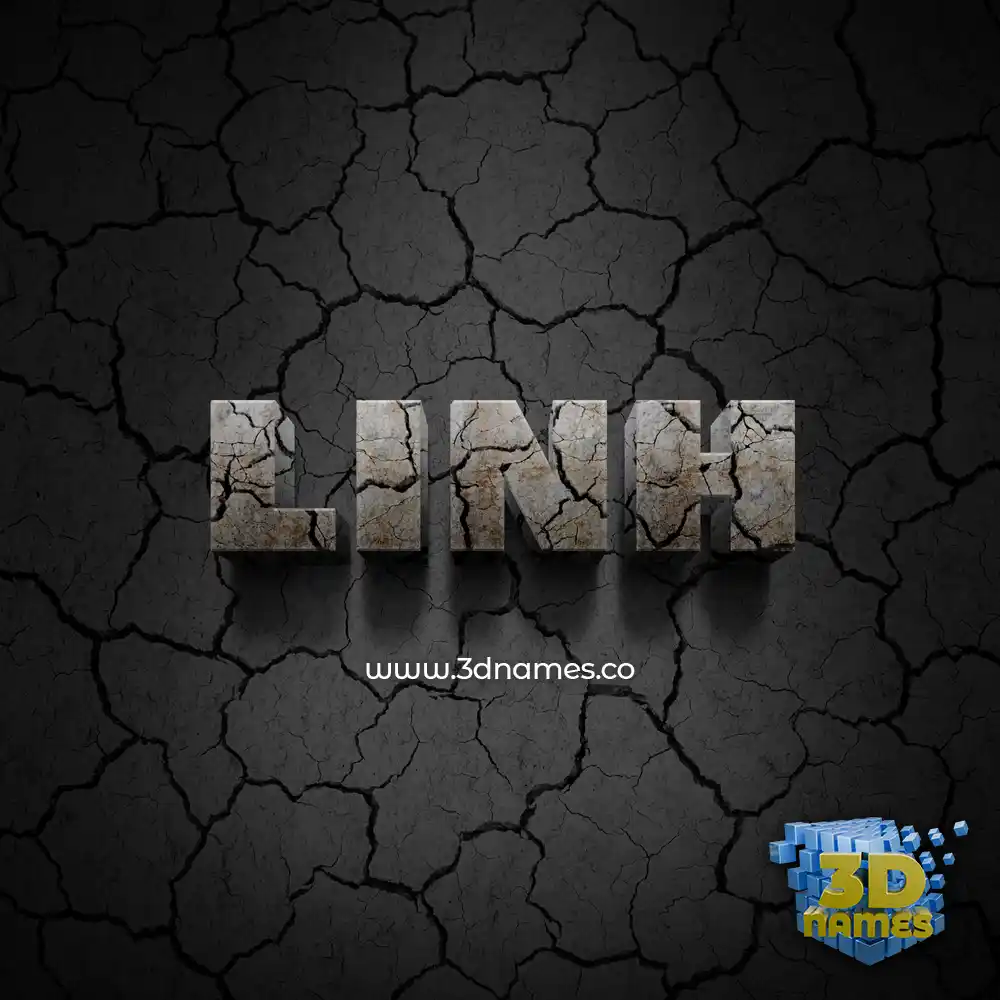linh in Cracked Stone style - 3D name wallpaper
