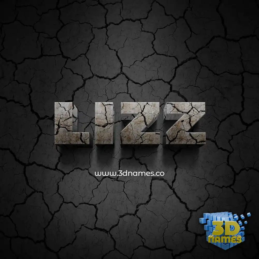lizz in Cracked Stone style - 3D name wallpaper