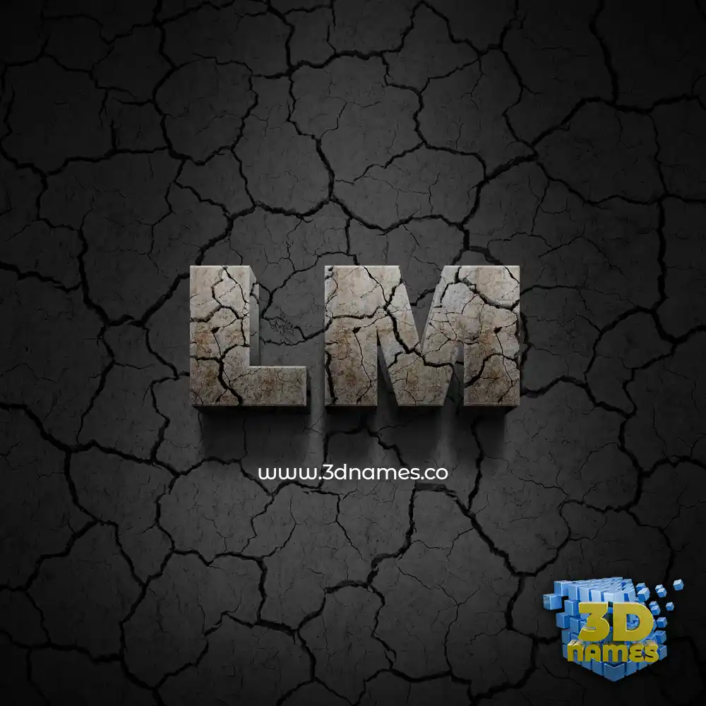 lm in Cracked Stone style - 3D name wallpaper