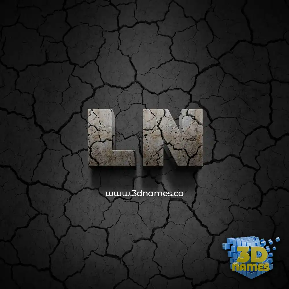 ln in Cracked Stone style - 3D name wallpaper
