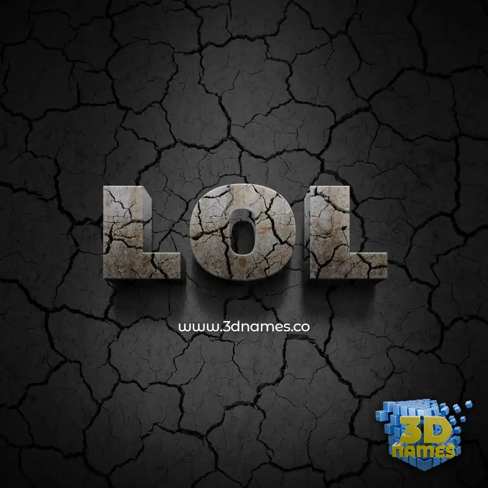 lol in Cracked Stone style - 3D name wallpaper