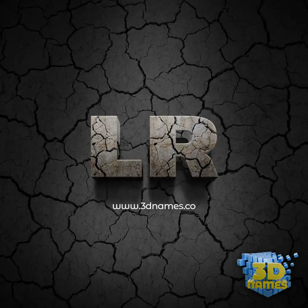lr in Cracked Stone style - 3D name wallpaper