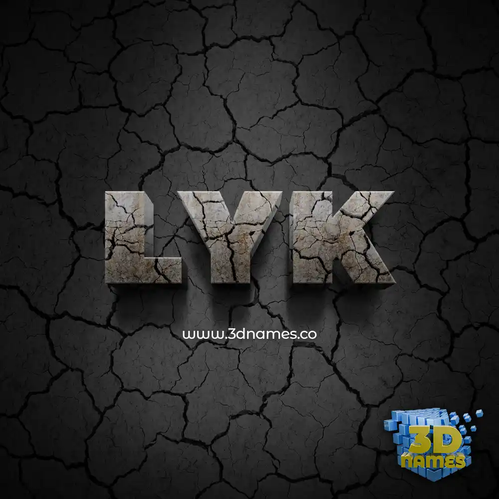 lyk in Cracked Stone style - 3D name wallpaper