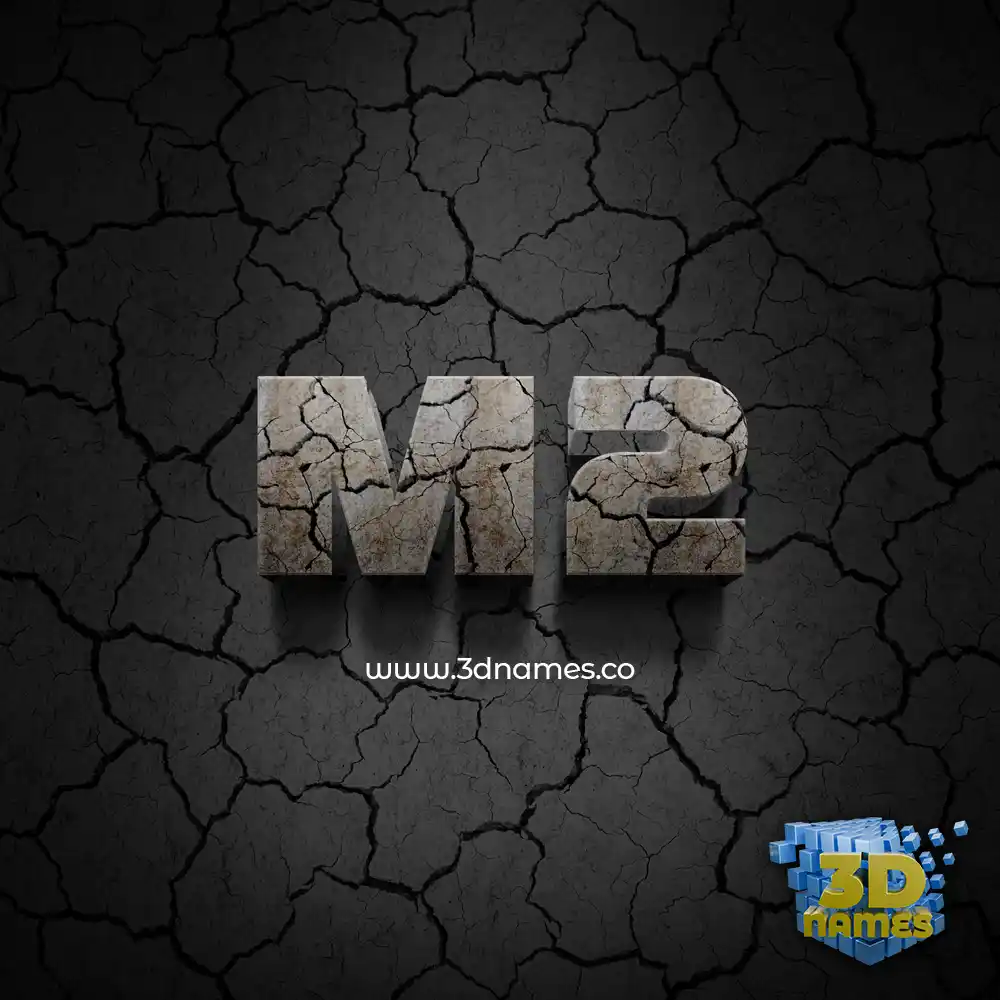 m2 in Cracked Stone style - 3D name wallpaper
