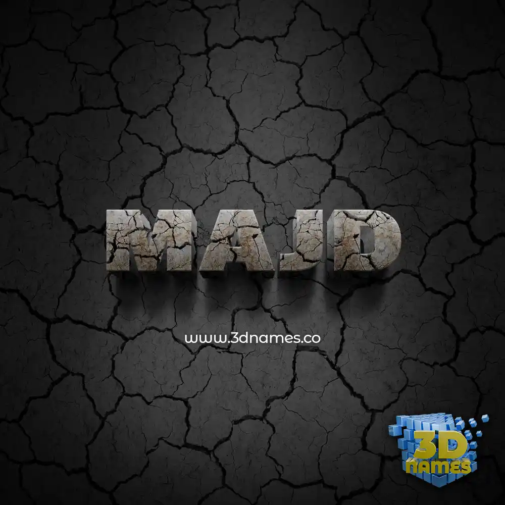 majd in Cracked Stone style - 3D name wallpaper