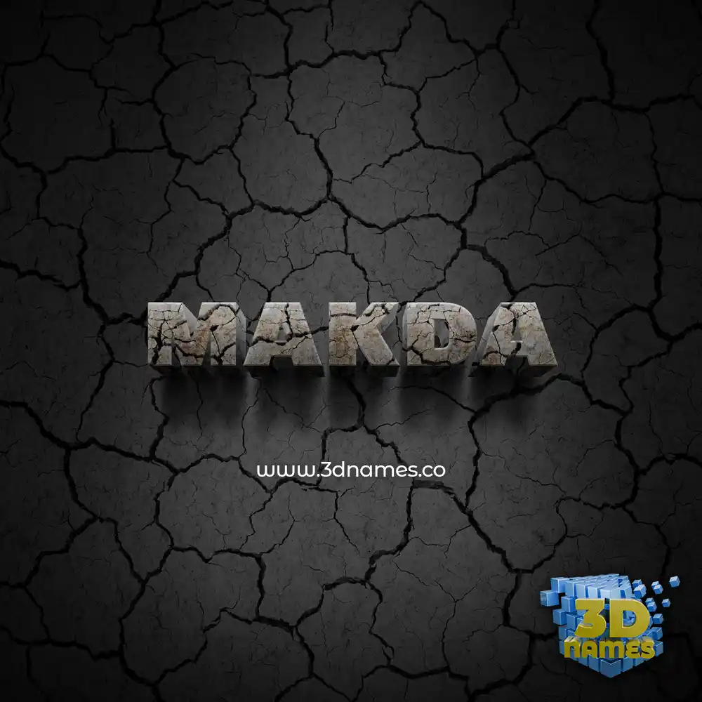 makda in Cracked Stone style - 3D name wallpaper