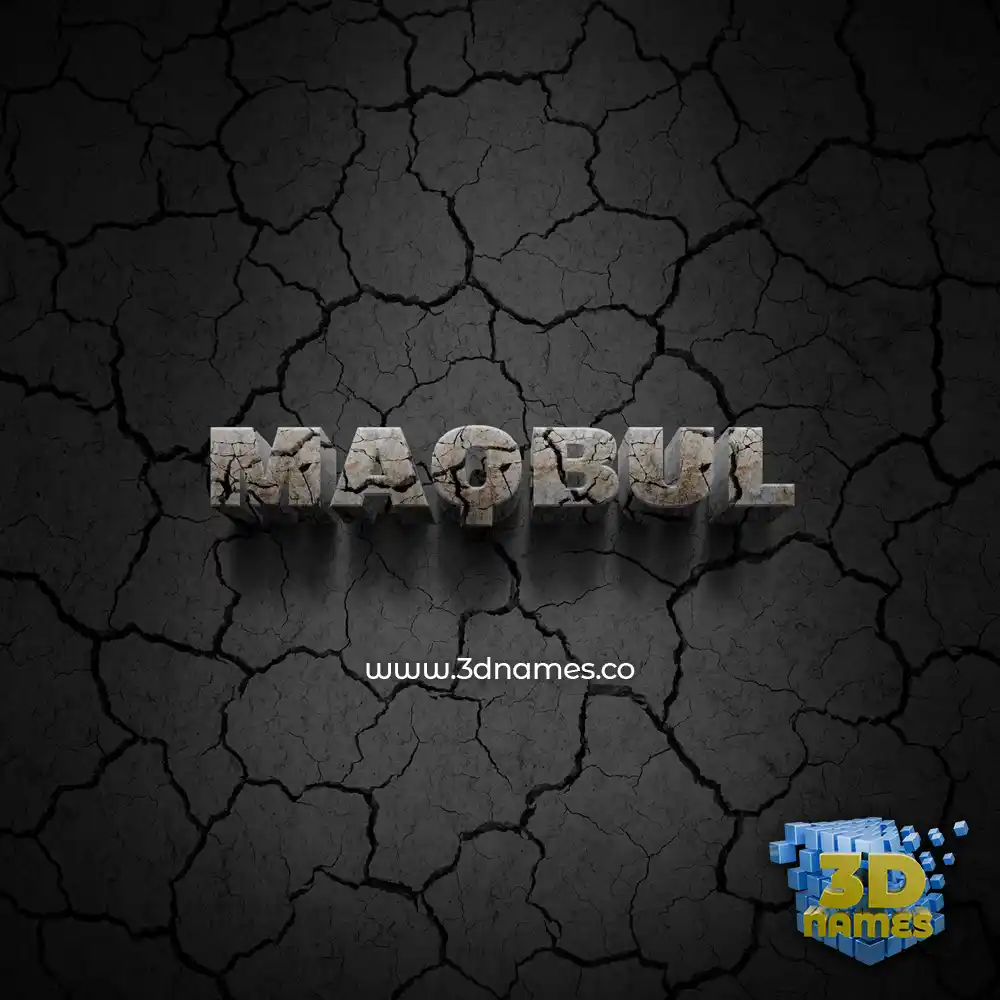 maqbul in Cracked Stone style - 3D name wallpaper