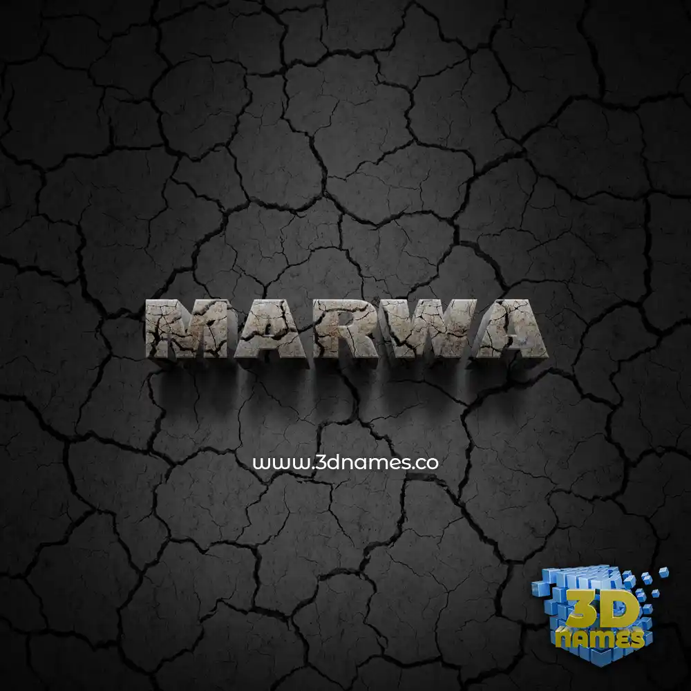 marwa in Cracked Stone style - 3D name wallpaper