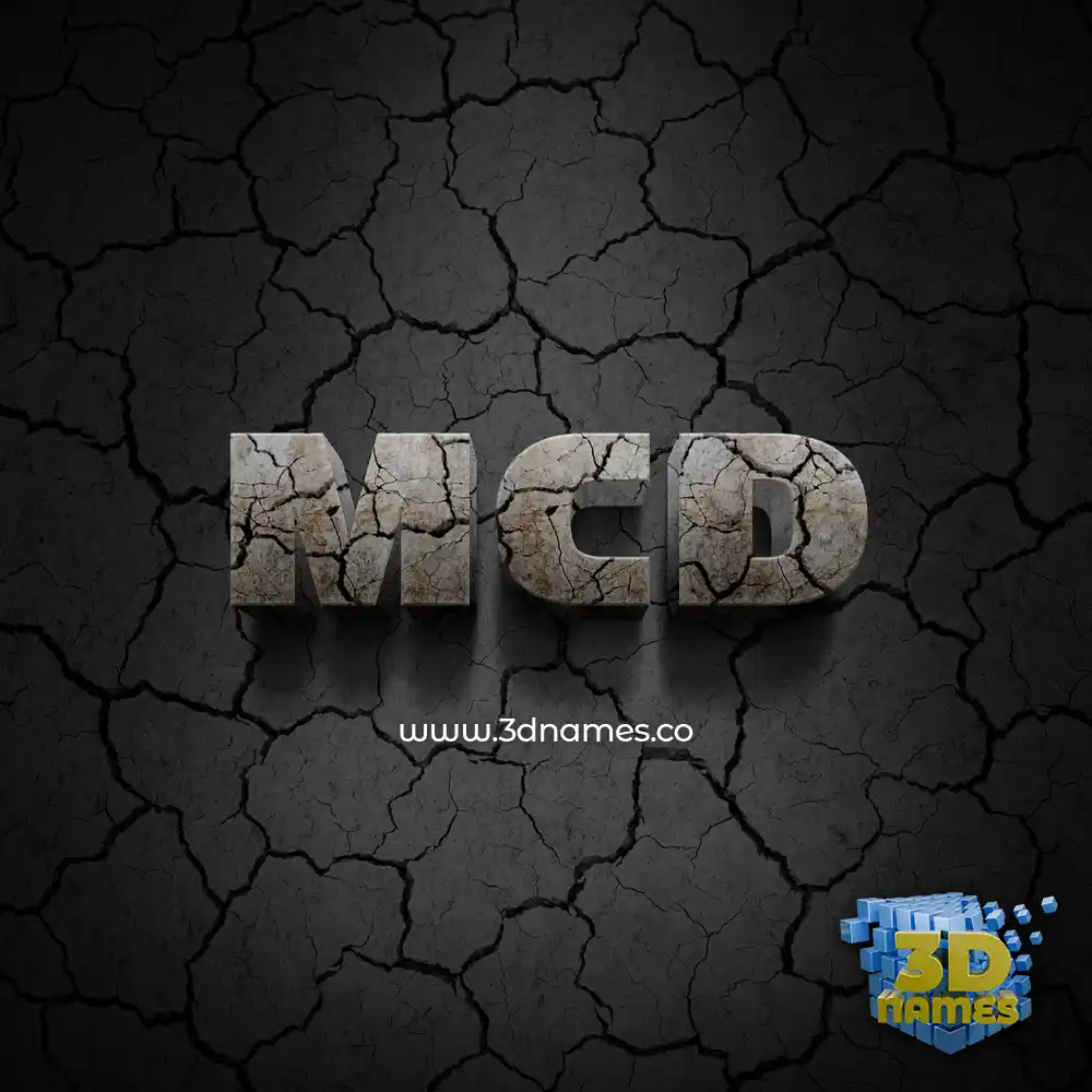 mcd in Cracked Stone style - 3D name wallpaper