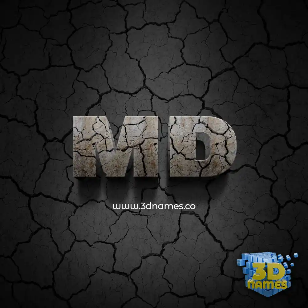 md in Cracked Stone style - 3D name wallpaper