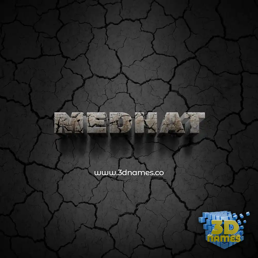 medhat in Cracked Stone style - 3D name wallpaper