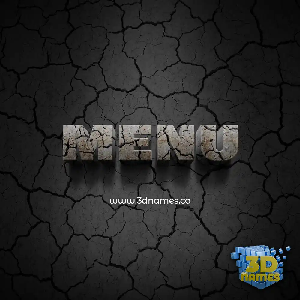 menu in Cracked Stone style - 3D name wallpaper