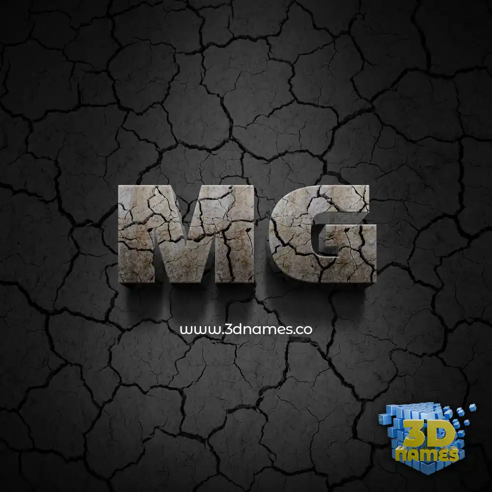 mg in Cracked Stone style - 3D name wallpaper