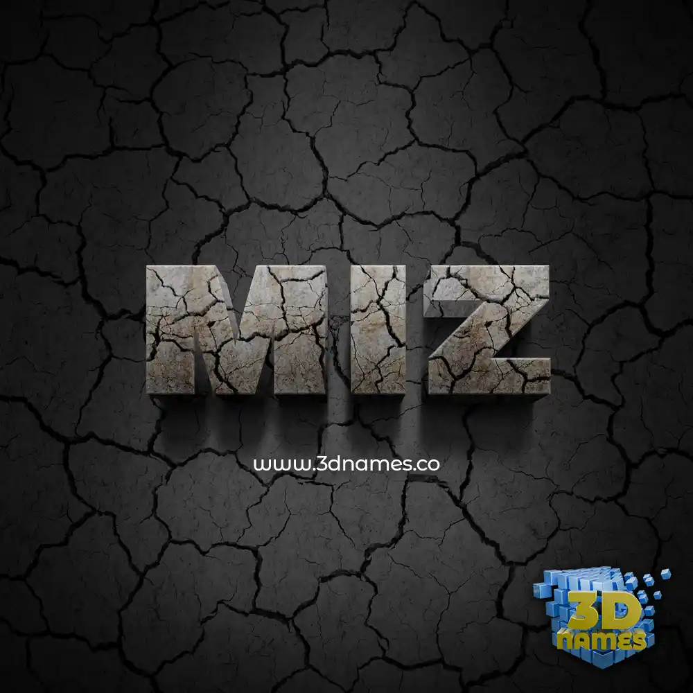 miz in Cracked Stone style - 3D name wallpaper
