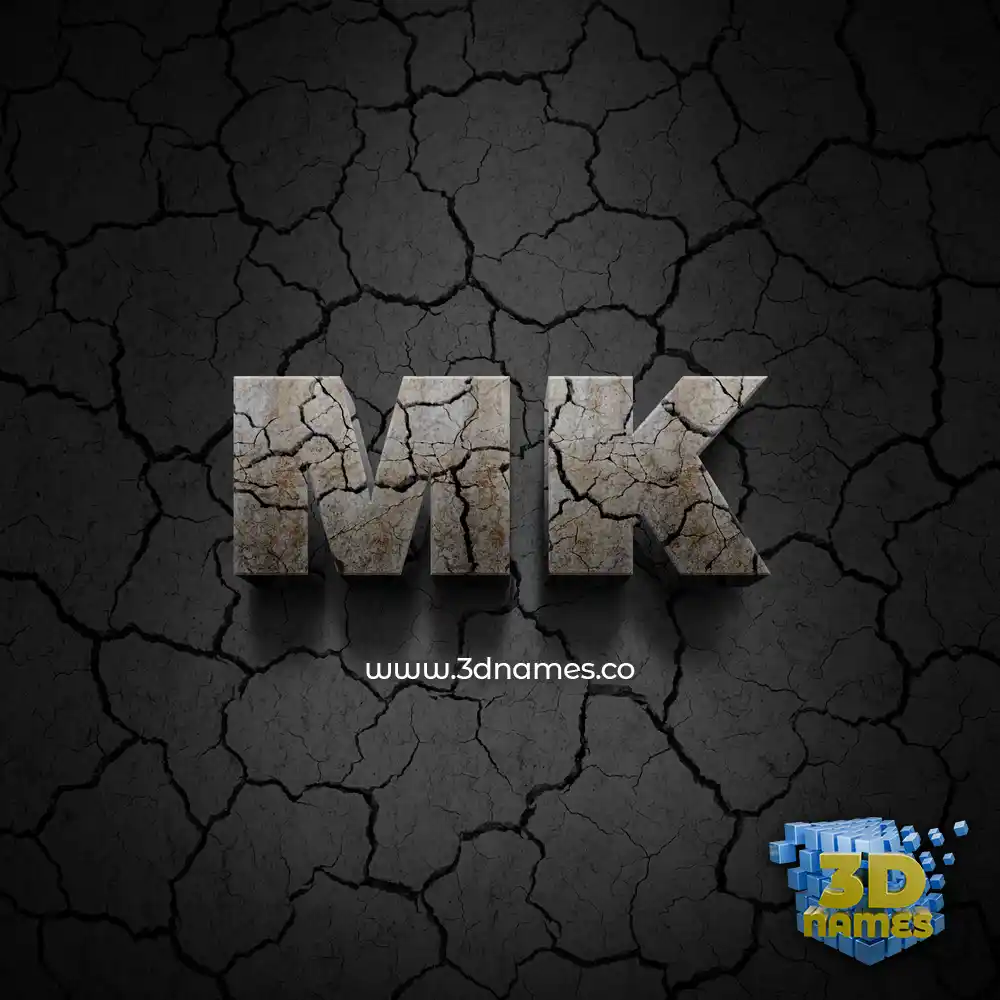 mk in Cracked Stone style - 3D name wallpaper