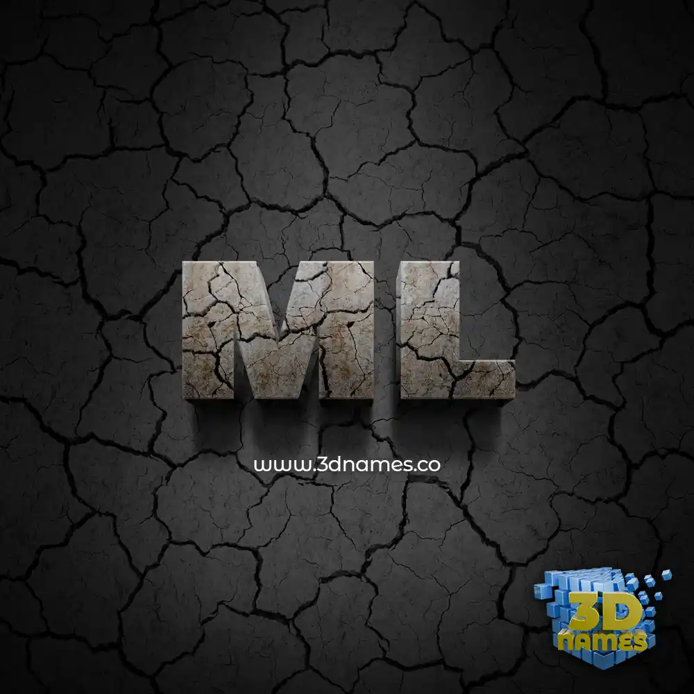ml in Cracked Stone style - 3D name wallpaper