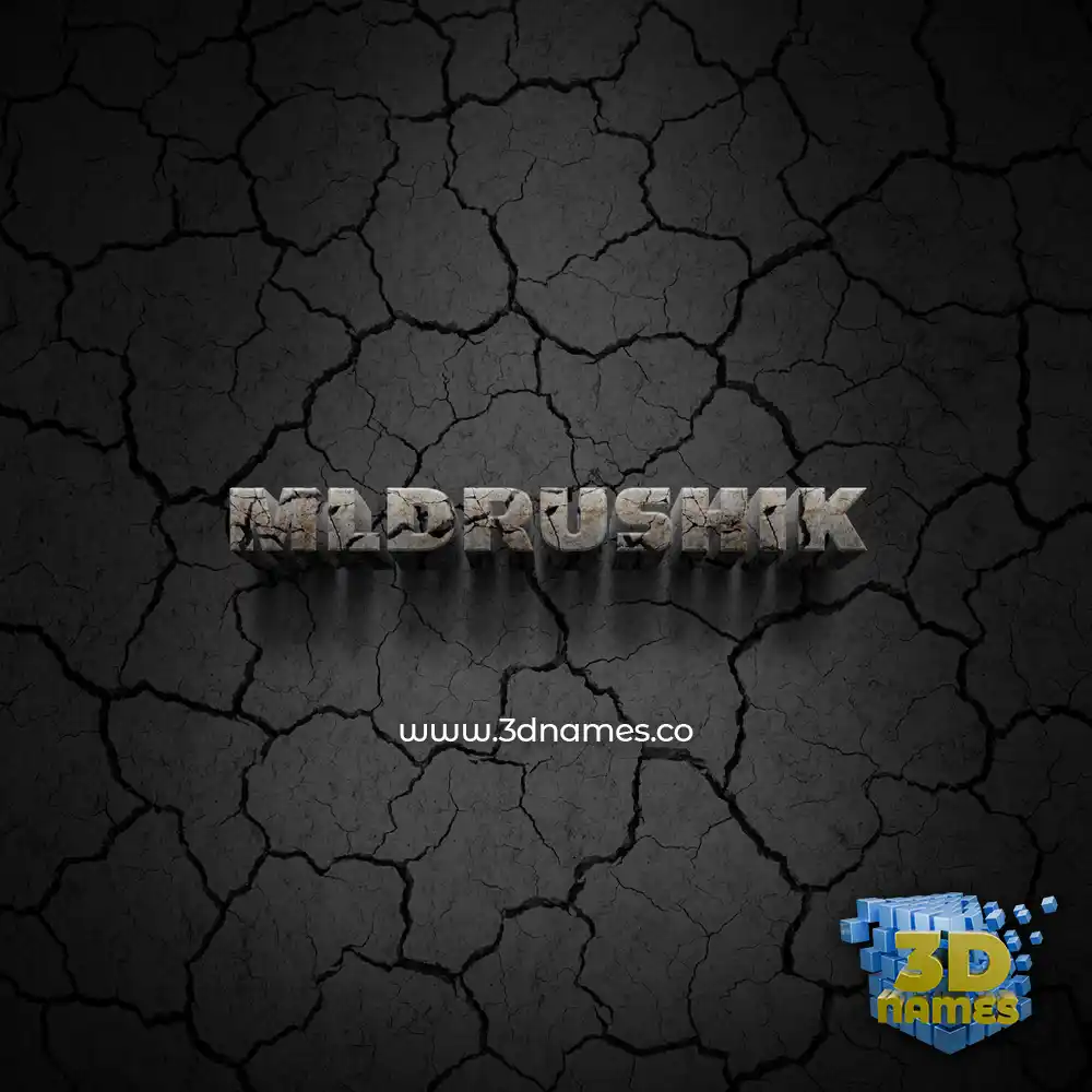 mldrushik in Cracked Stone style - 3D name wallpaper