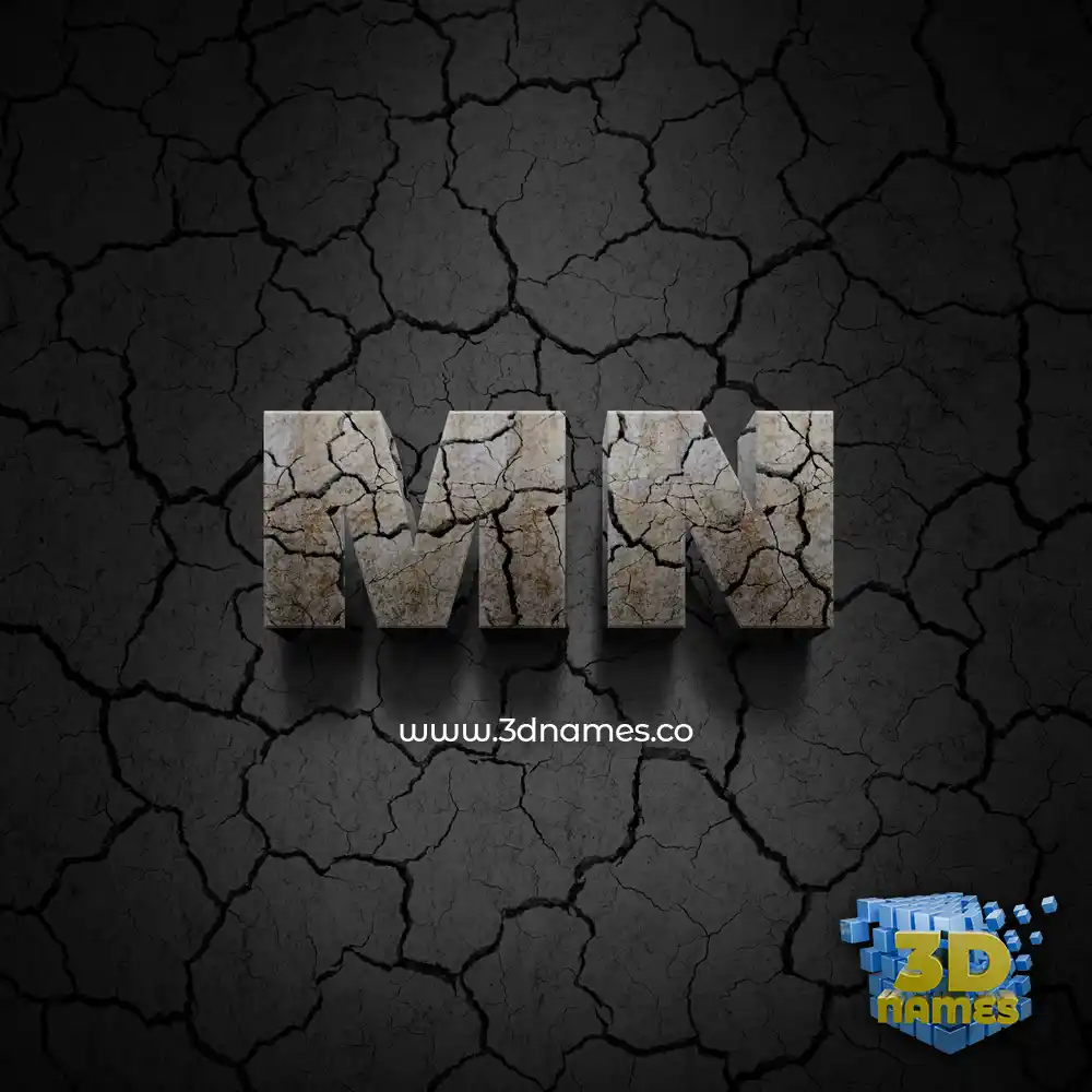 mn in Cracked Stone style - 3D name wallpaper