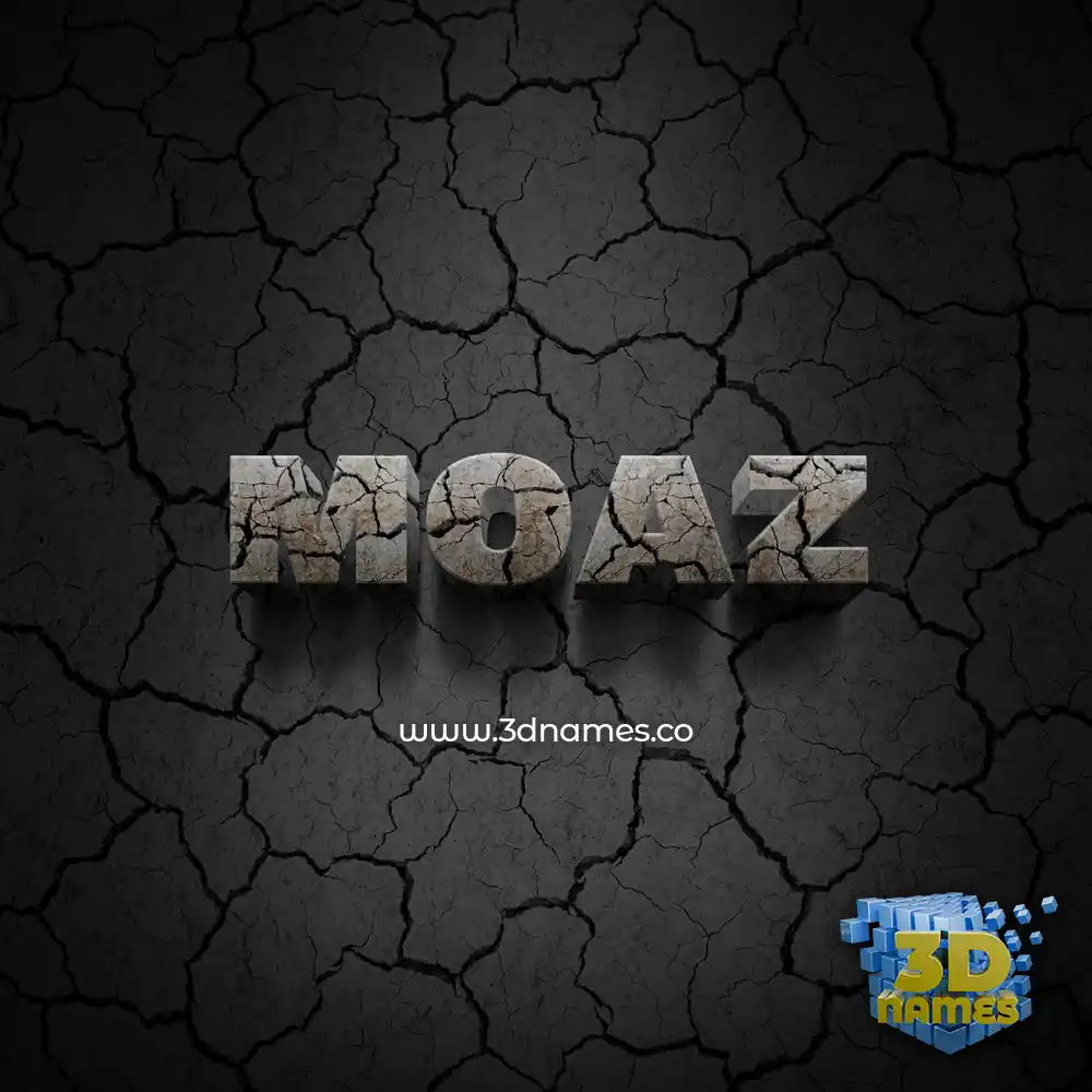 moaz in Cracked Stone style - 3D name wallpaper