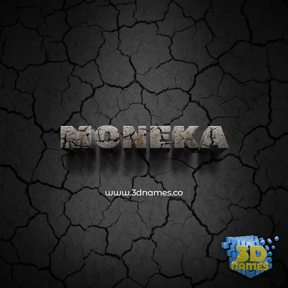 moneka in Cracked Stone style - 3D name wallpaper