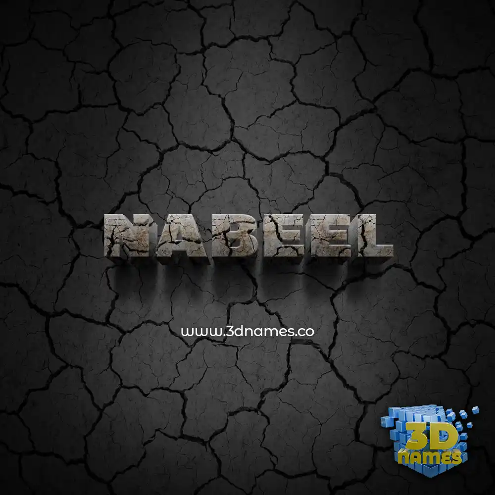nabeel in Cracked Stone style - 3D name wallpaper