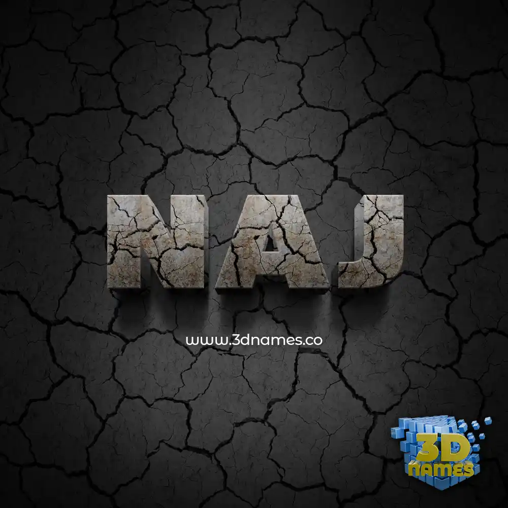 naj in Cracked Stone style - 3D name wallpaper