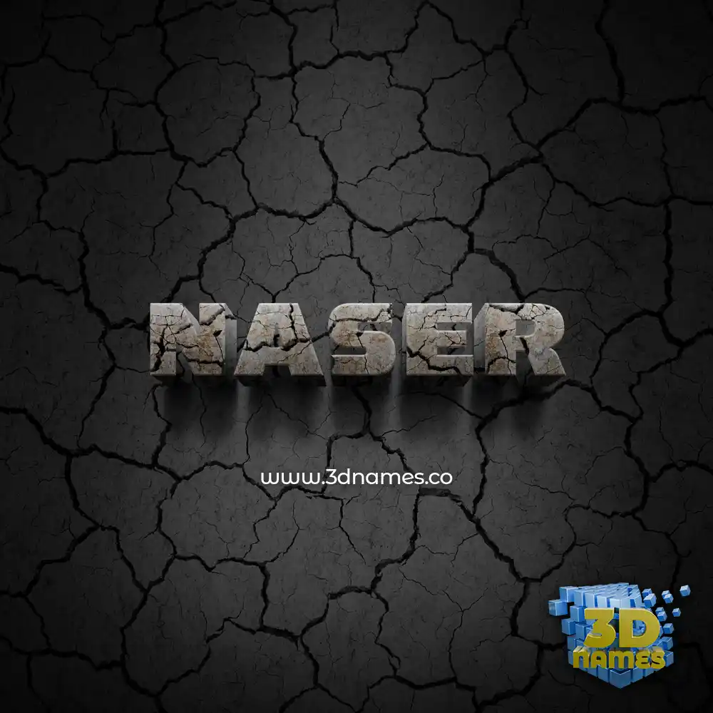 naser in Cracked Stone style - 3D name wallpaper
