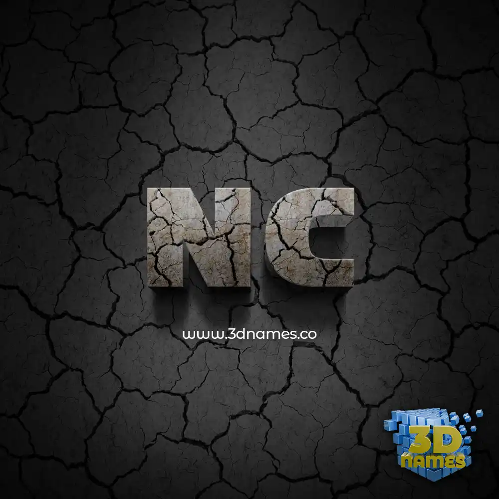nc in Cracked Stone style - 3D name wallpaper