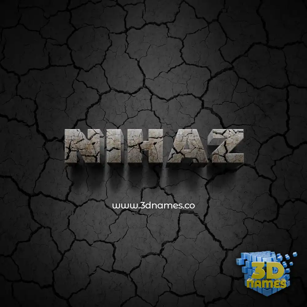 nihaz in Cracked Stone style - 3D name wallpaper