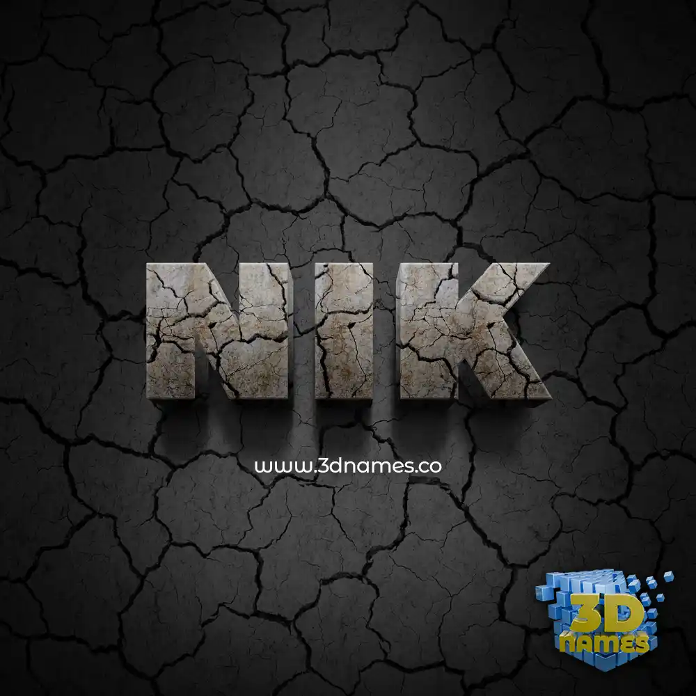 nik in Cracked Stone style - 3D name wallpaper