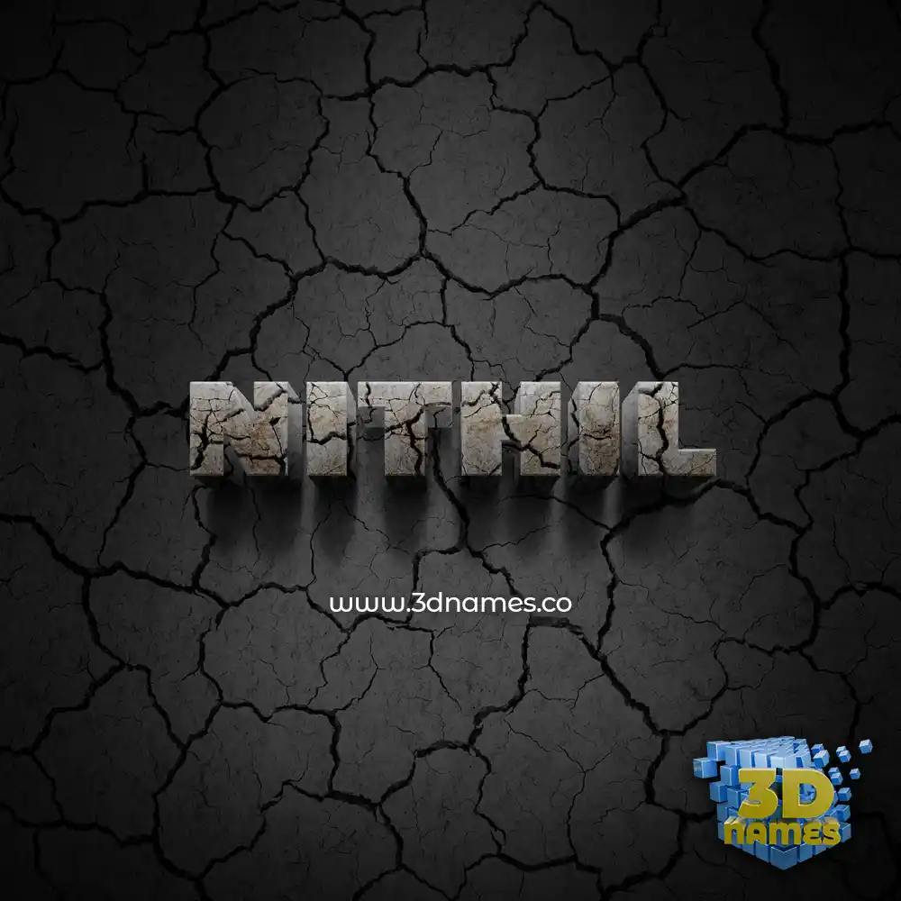 nithil in Cracked Stone style - 3D name wallpaper