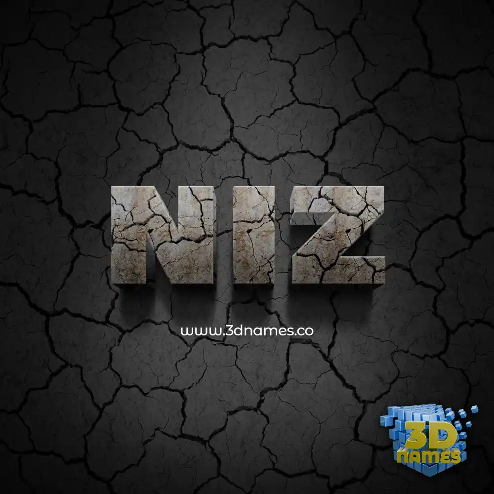 niz in Cracked Stone style - 3D name wallpaper