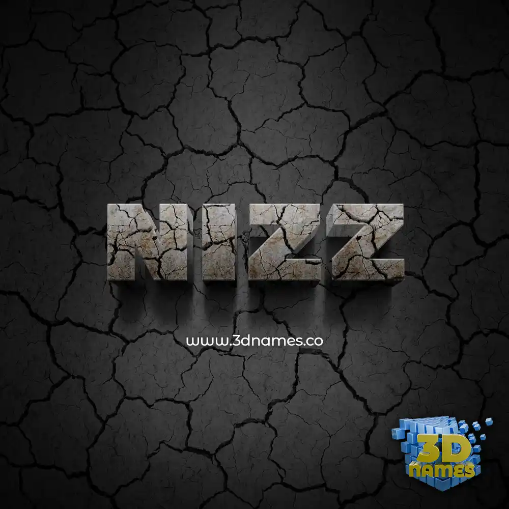 nizz in Cracked Stone style - 3D name wallpaper