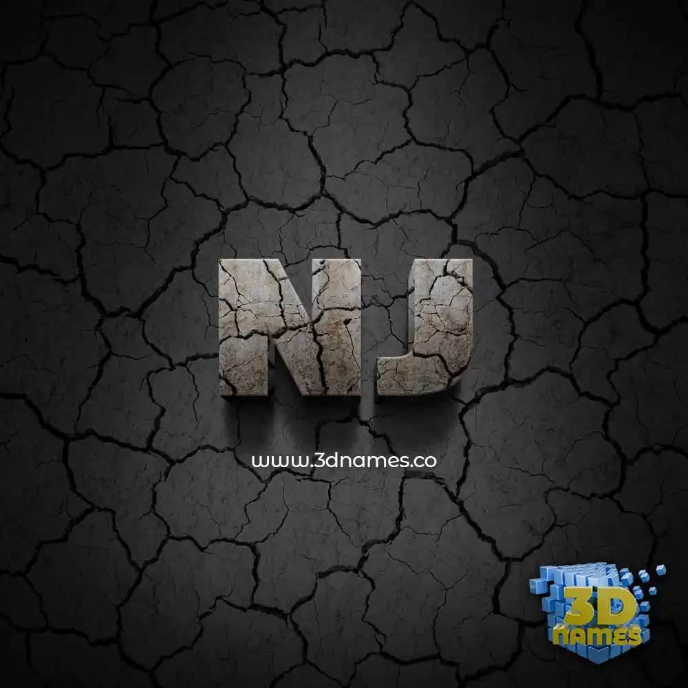 nj in Cracked Stone style - 3D name wallpaper