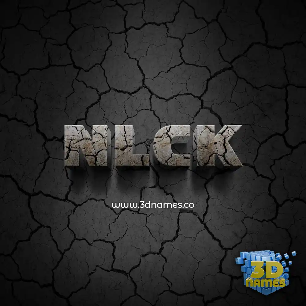 nlck in Cracked Stone style - 3D name wallpaper