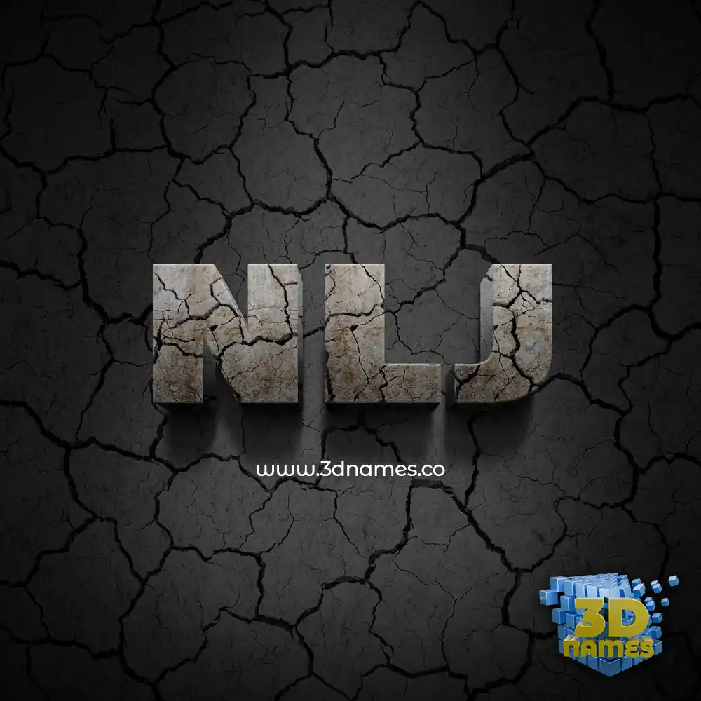 nlj in Cracked Stone style - 3D name wallpaper