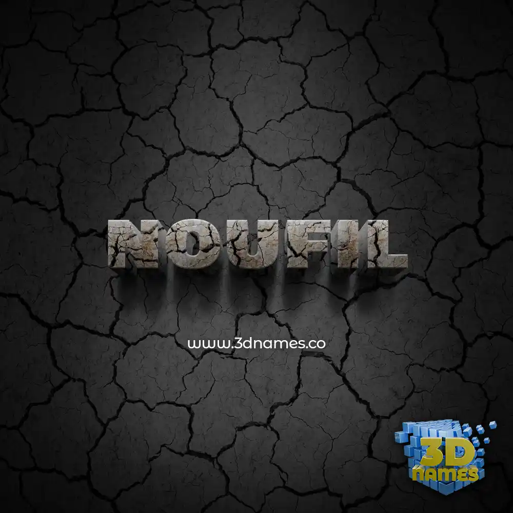 noufil in Cracked Stone style - 3D name wallpaper