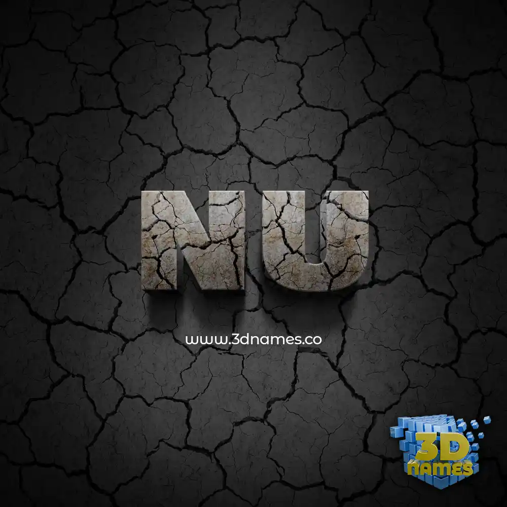 nu in Cracked Stone style - 3D name wallpaper