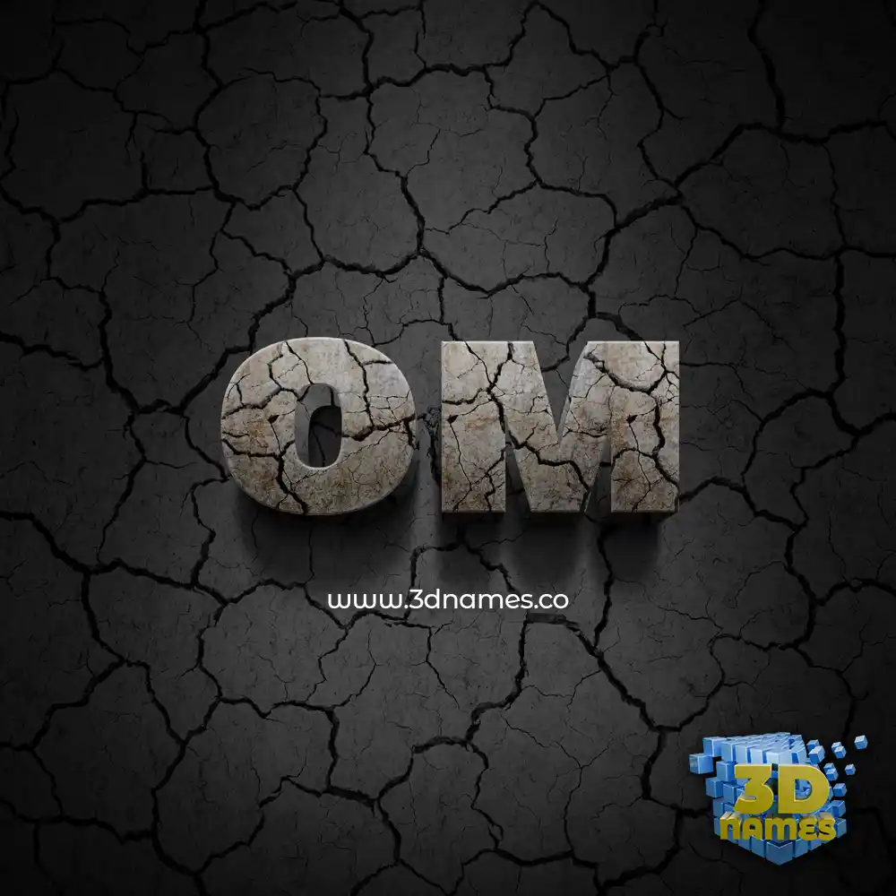 om in Cracked Stone style - 3D name wallpaper