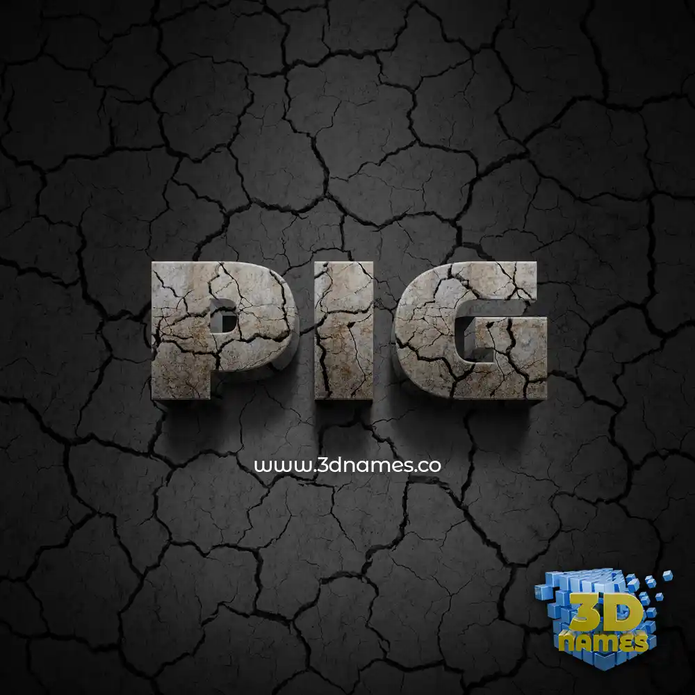 pig in Cracked Stone style - 3D name wallpaper
