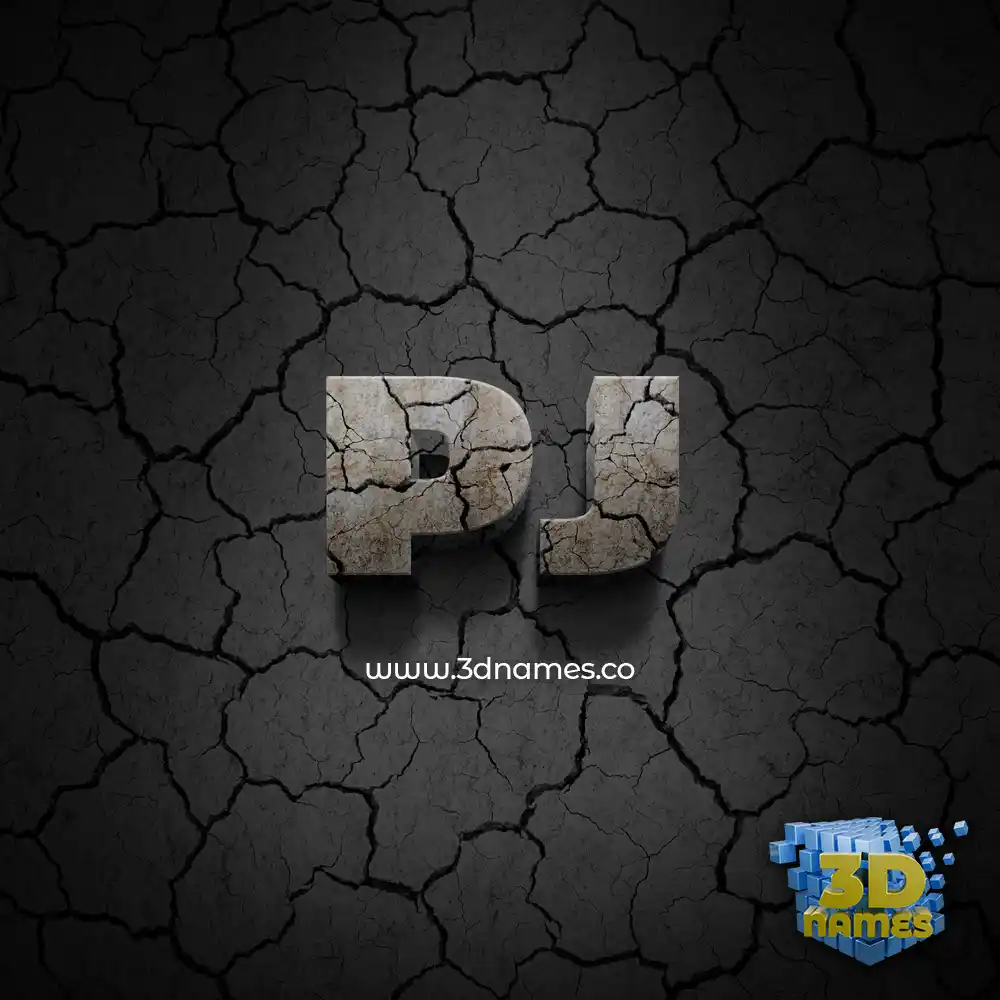 pj in Cracked Stone style - 3D name wallpaper
