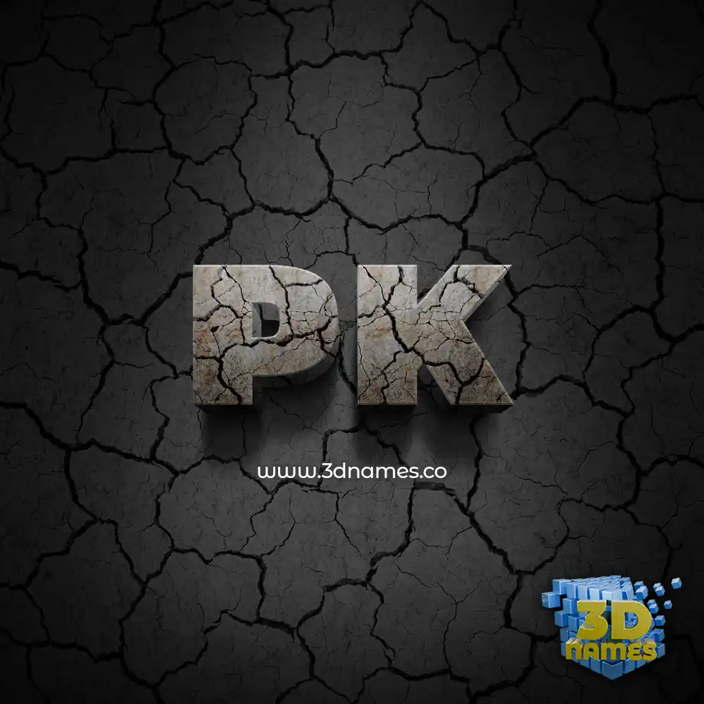 pk in Cracked Stone style - 3D name wallpaper