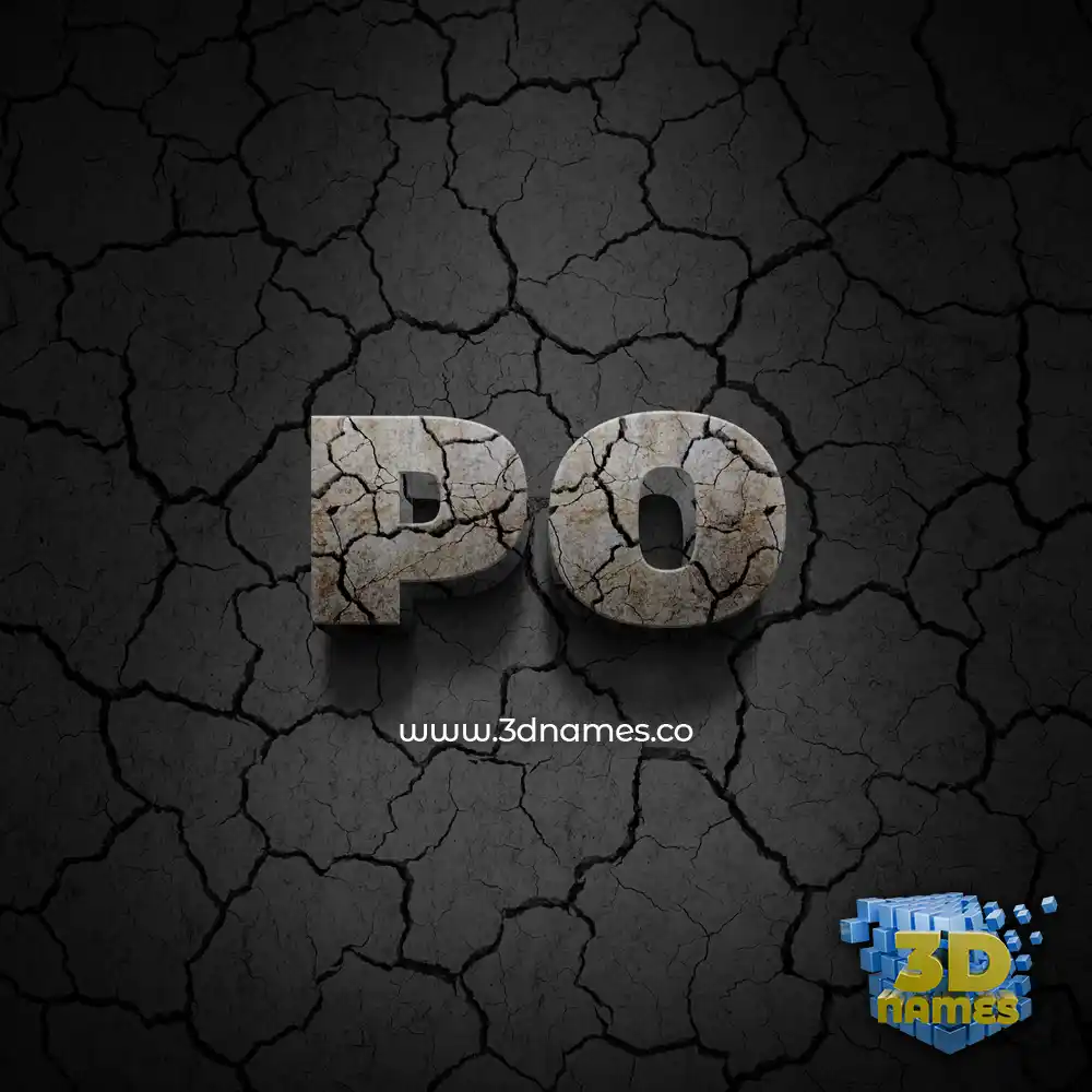 po in Cracked Stone style - 3D name wallpaper