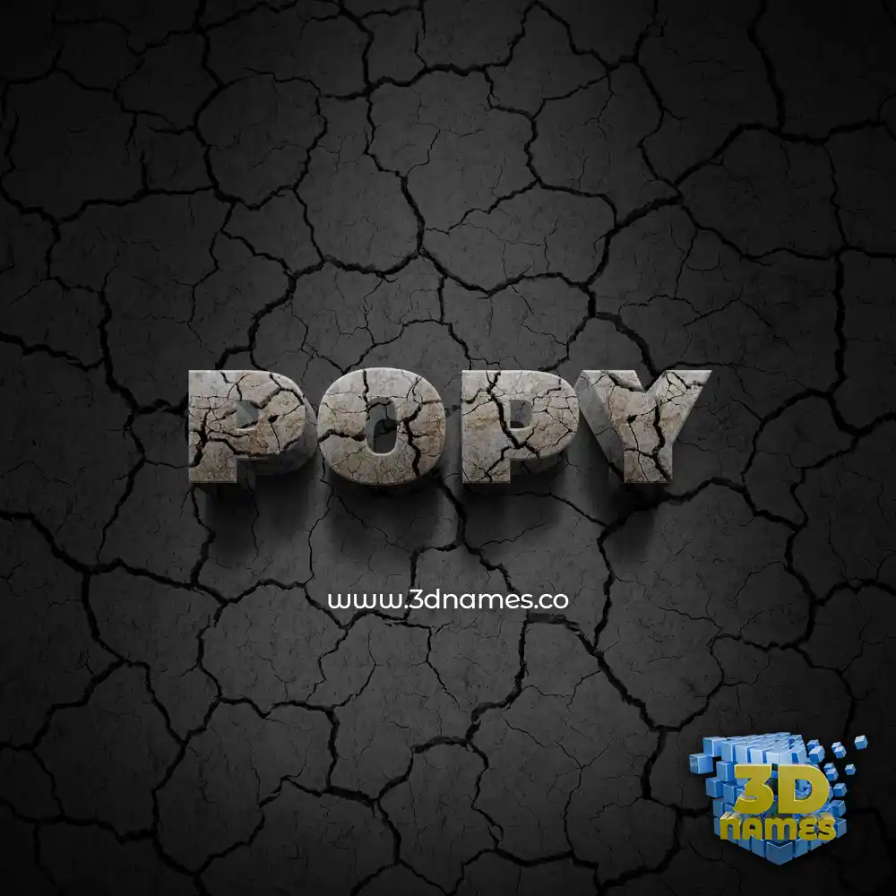 popy in Cracked Stone style - 3D name wallpaper