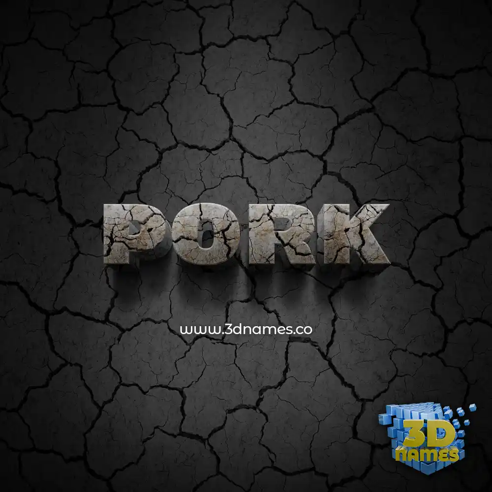 pork in Cracked Stone style - 3D name wallpaper