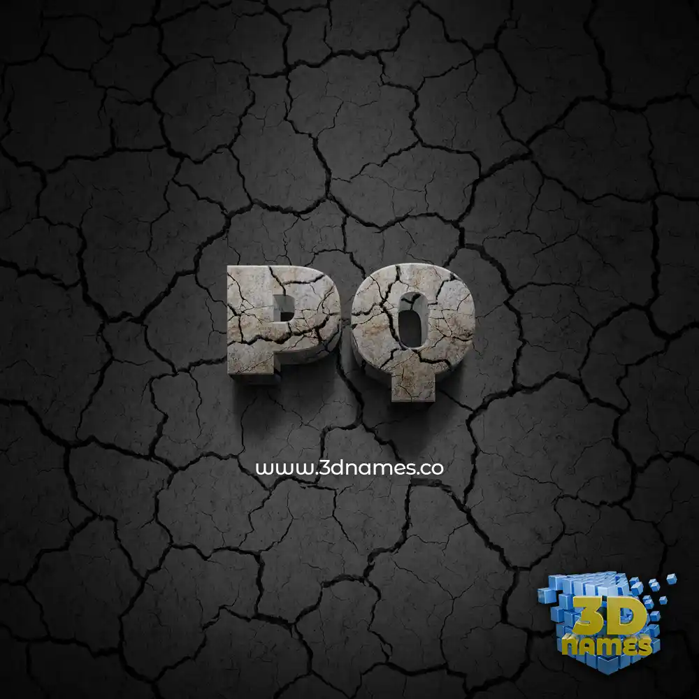 pq in Cracked Stone style - 3D name wallpaper