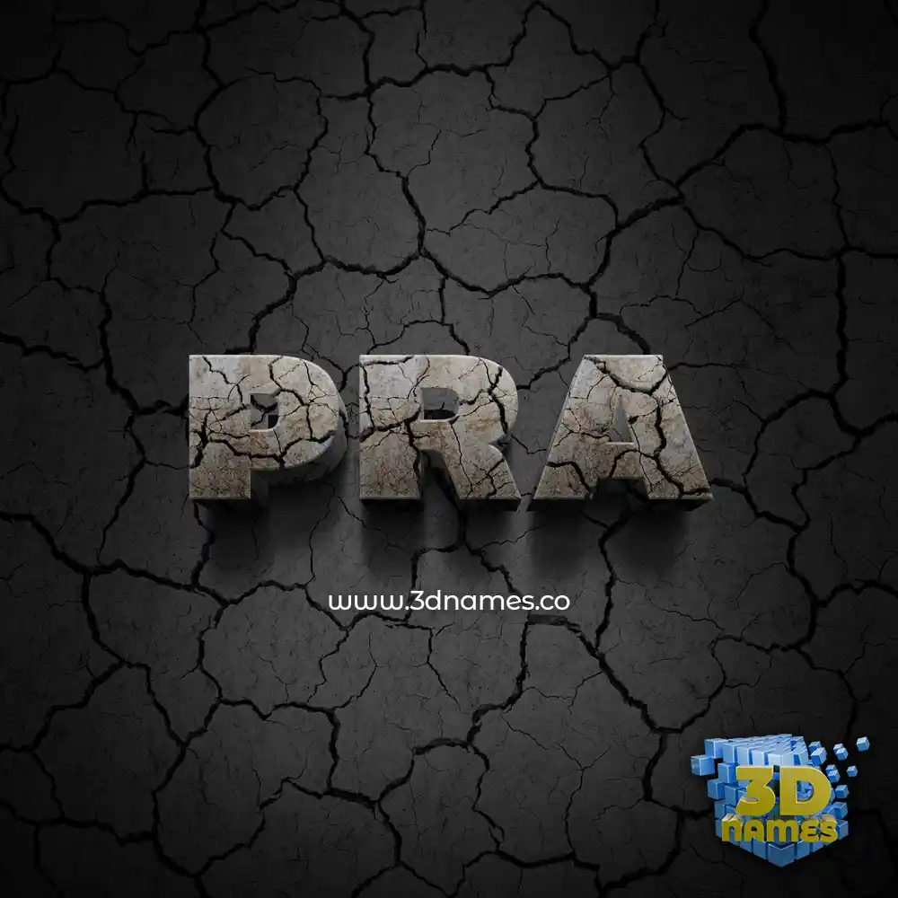 pra in Cracked Stone style - 3D name wallpaper