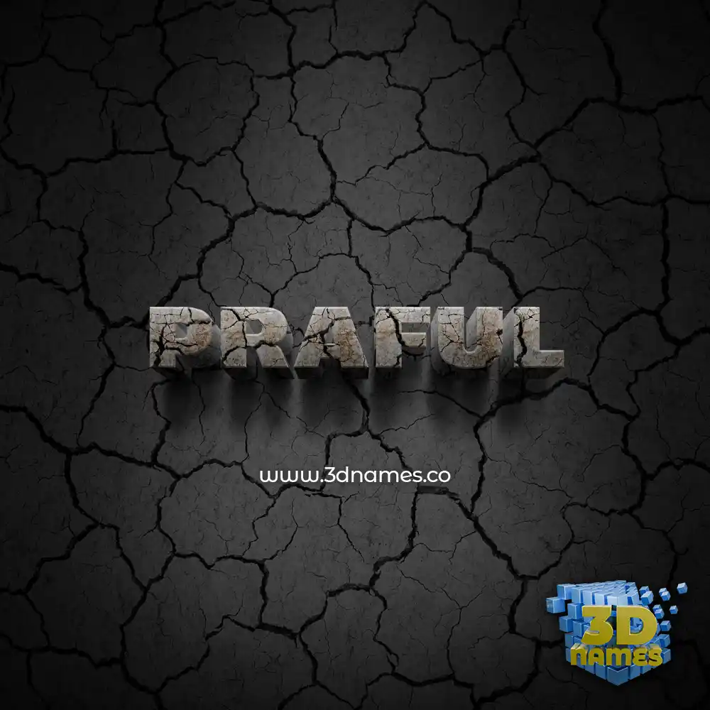 praful in Cracked Stone style - 3D name wallpaper
