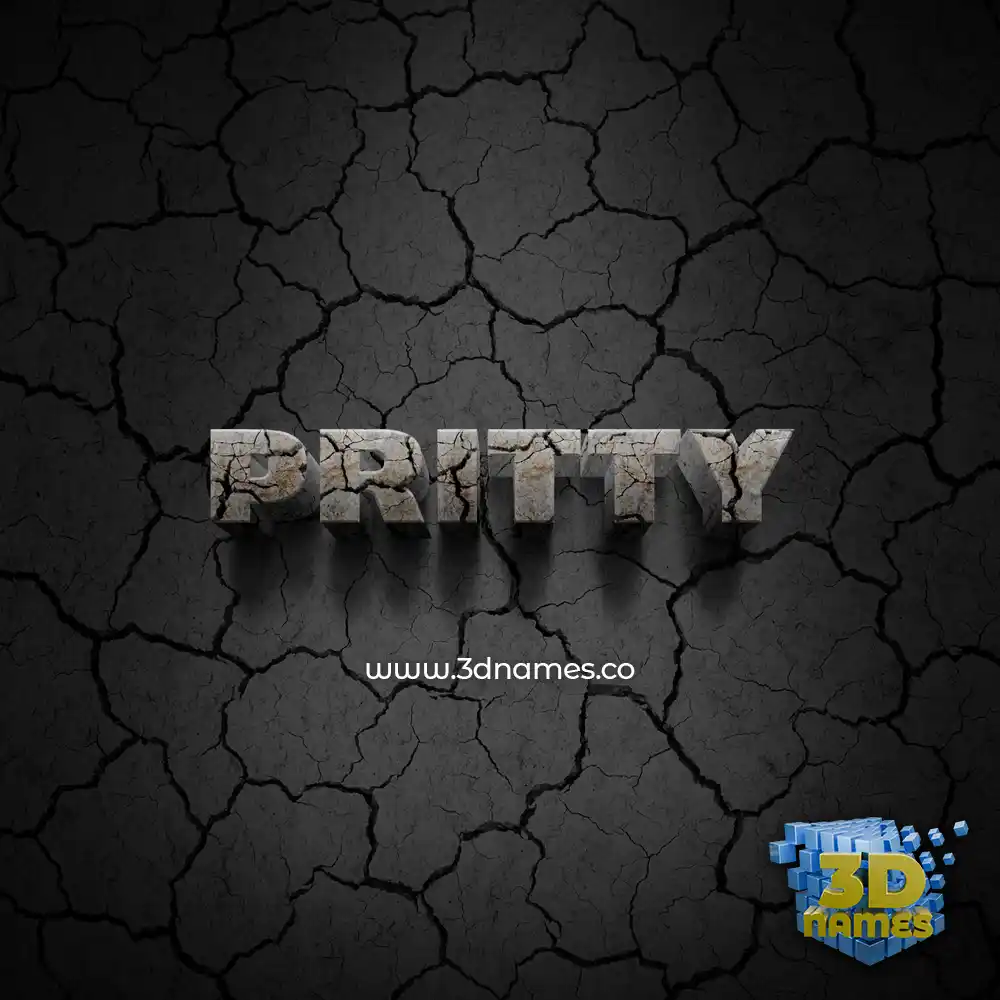 pritty in Cracked Stone style - 3D name wallpaper